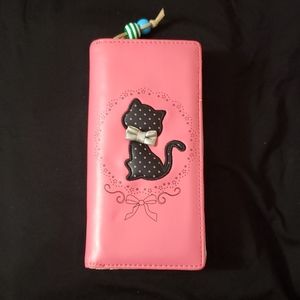 Pink Wallet with Black Kitten